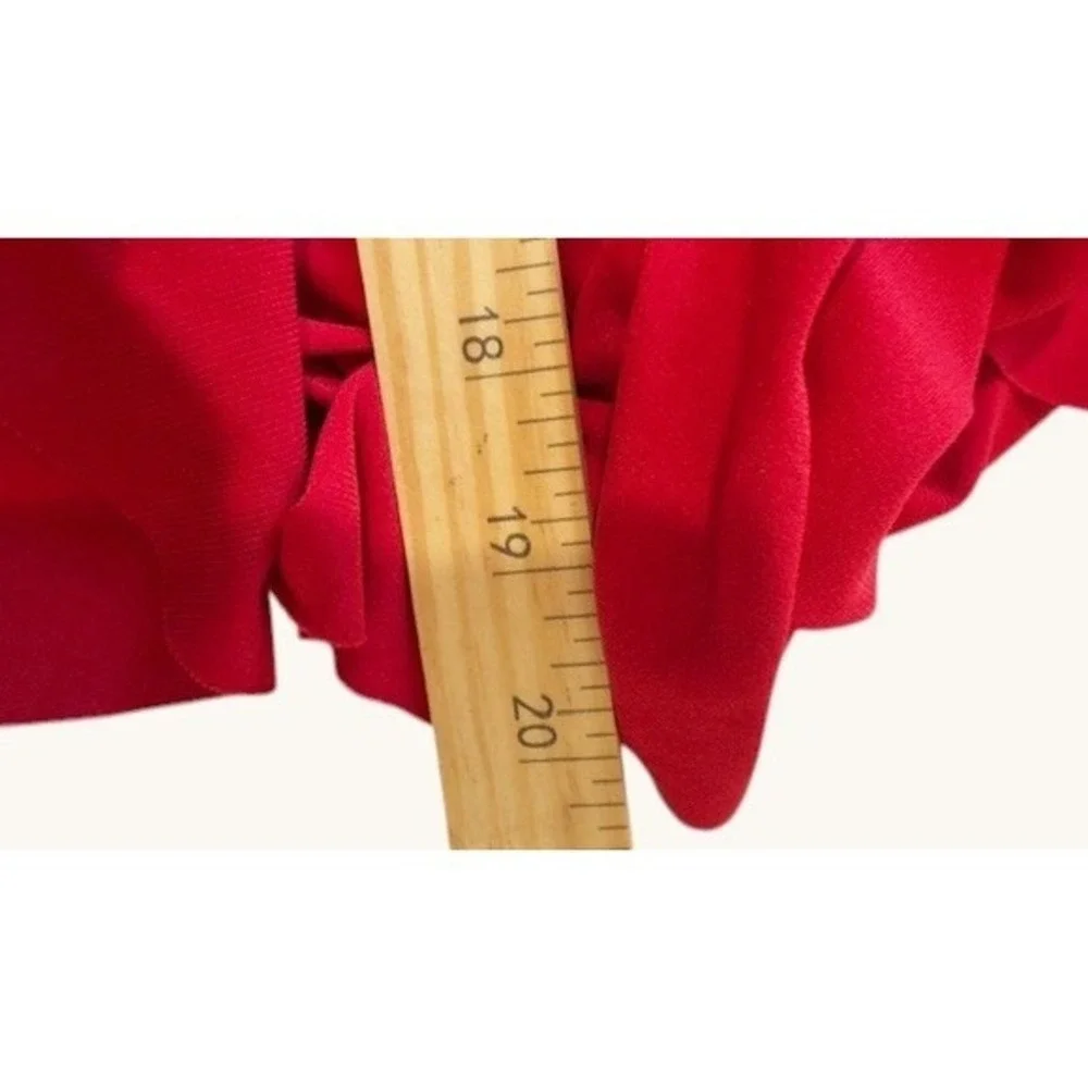 AA‎ Studio Red Ruffle Sleeveless Sheath Dress Womens 14 Stretch Cocktail Party